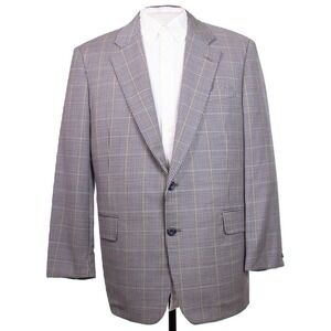 Hickey Freeman Mens 40R Plaid Houndstooth Blazer Sports‎ Coat Suit Jacket
